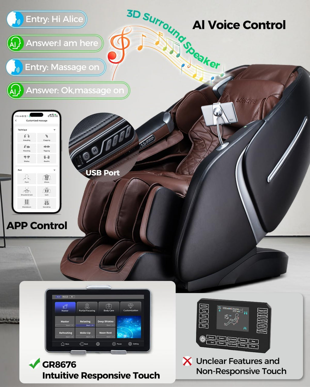 4D Massage Chair Full Body Zero Gravity Shiatsu Messager Chair-SL Track AI APP Body Scanning Heating Back Foot Recliner-Massaging Chairs for Office Home