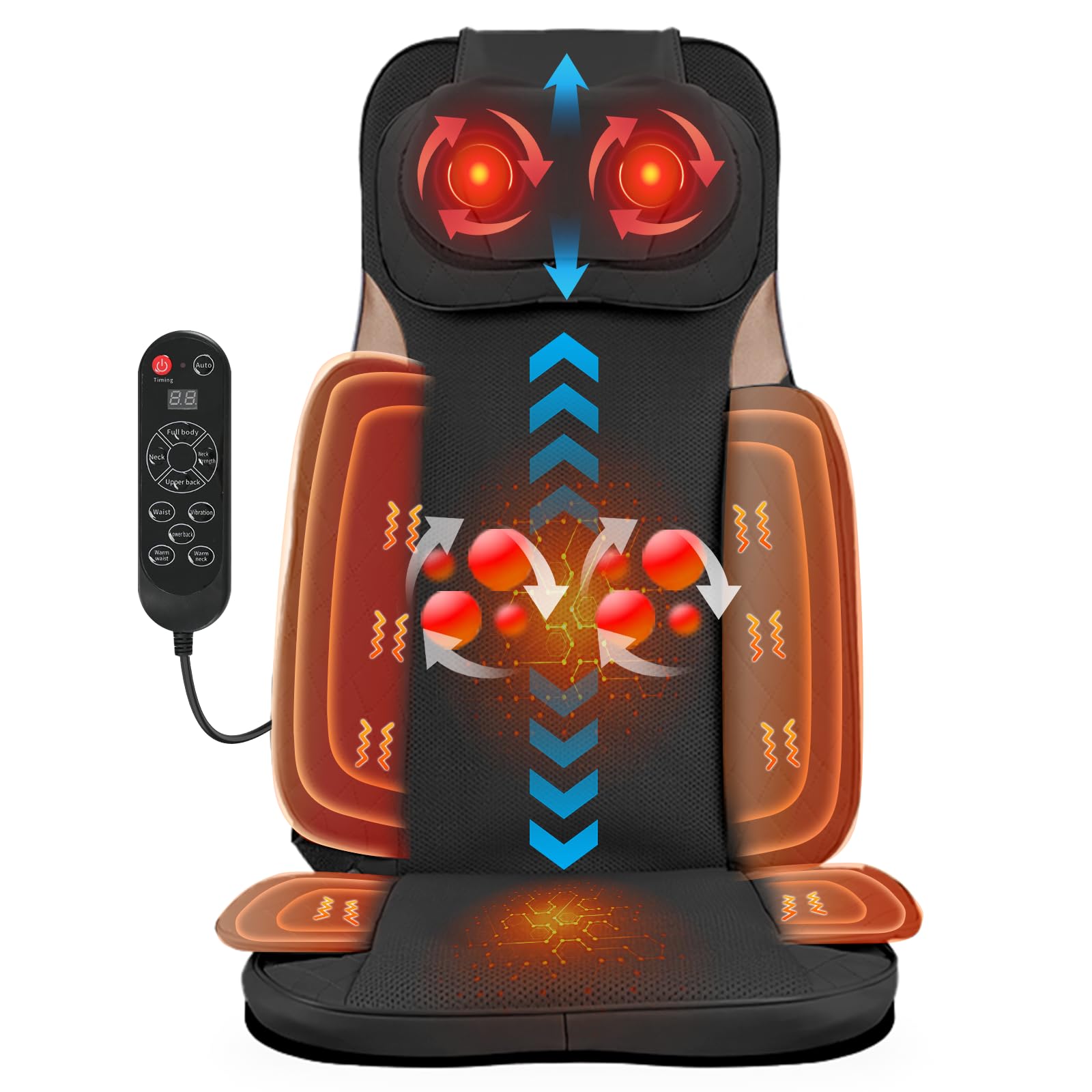 Shiatsu Neck and Shoulder Massager with Heat, Back Massager for Pain Relief Deep Tissue, 3D Kneading Massager for Chair Home Office Car, Gifts for Mom, Dad, Women (Black)