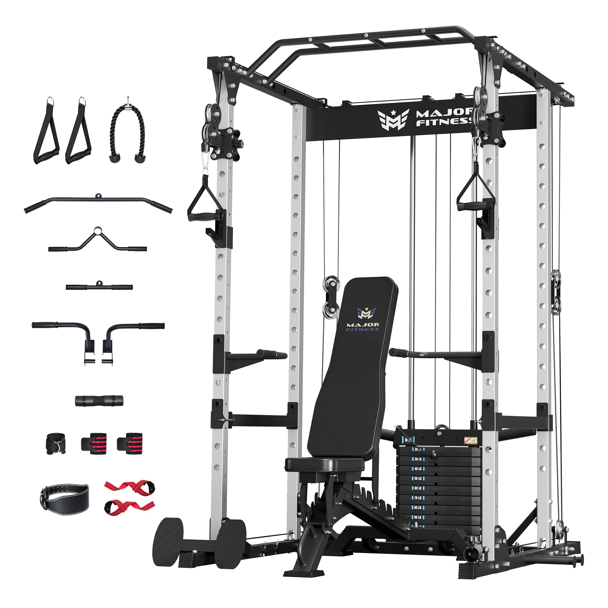 MAJOR FITNESS Drone1 Power Cage - Multi-Function Power Rack for Home Gym, Squat Rack, Cable Crossover System, for Strength Training