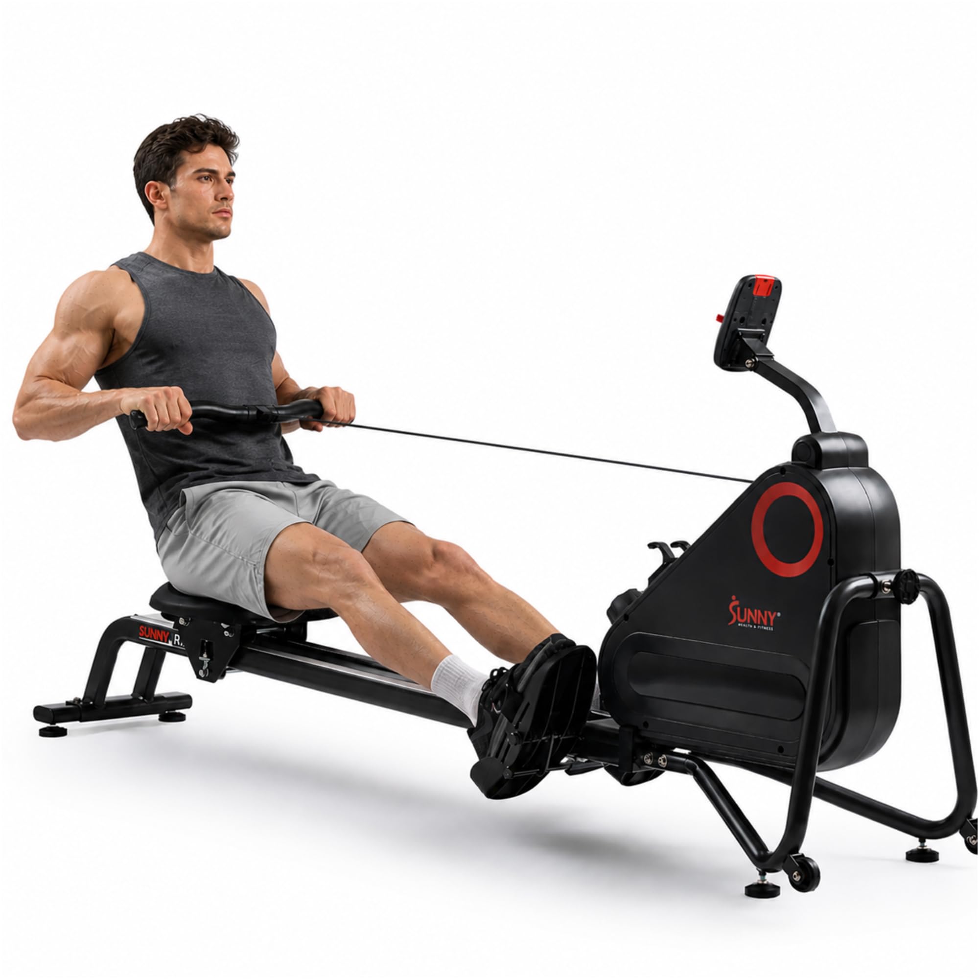 Sunny Health & Fitness Magnetic Rowing Machine for Home Exercise, Quiet & Smooth Rower with Compact Storage and Optional Free SunnyFit App Connectivity