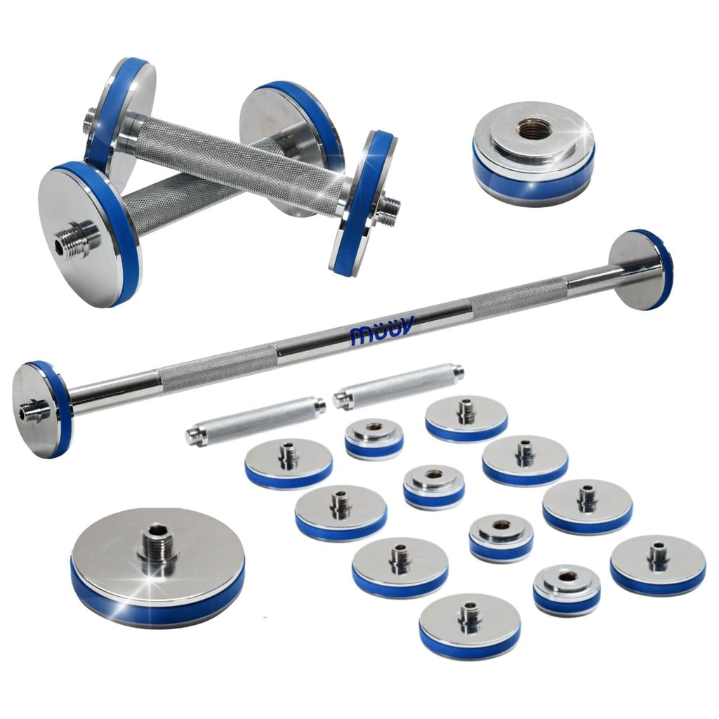müüv Adjustable Barbell Set – 2-in-1 Dumbbell & Barbell System for Home Gym, 5–40 lb Weight Set with Plates & Handles – Compact Strength Training Equipment for Men & Women