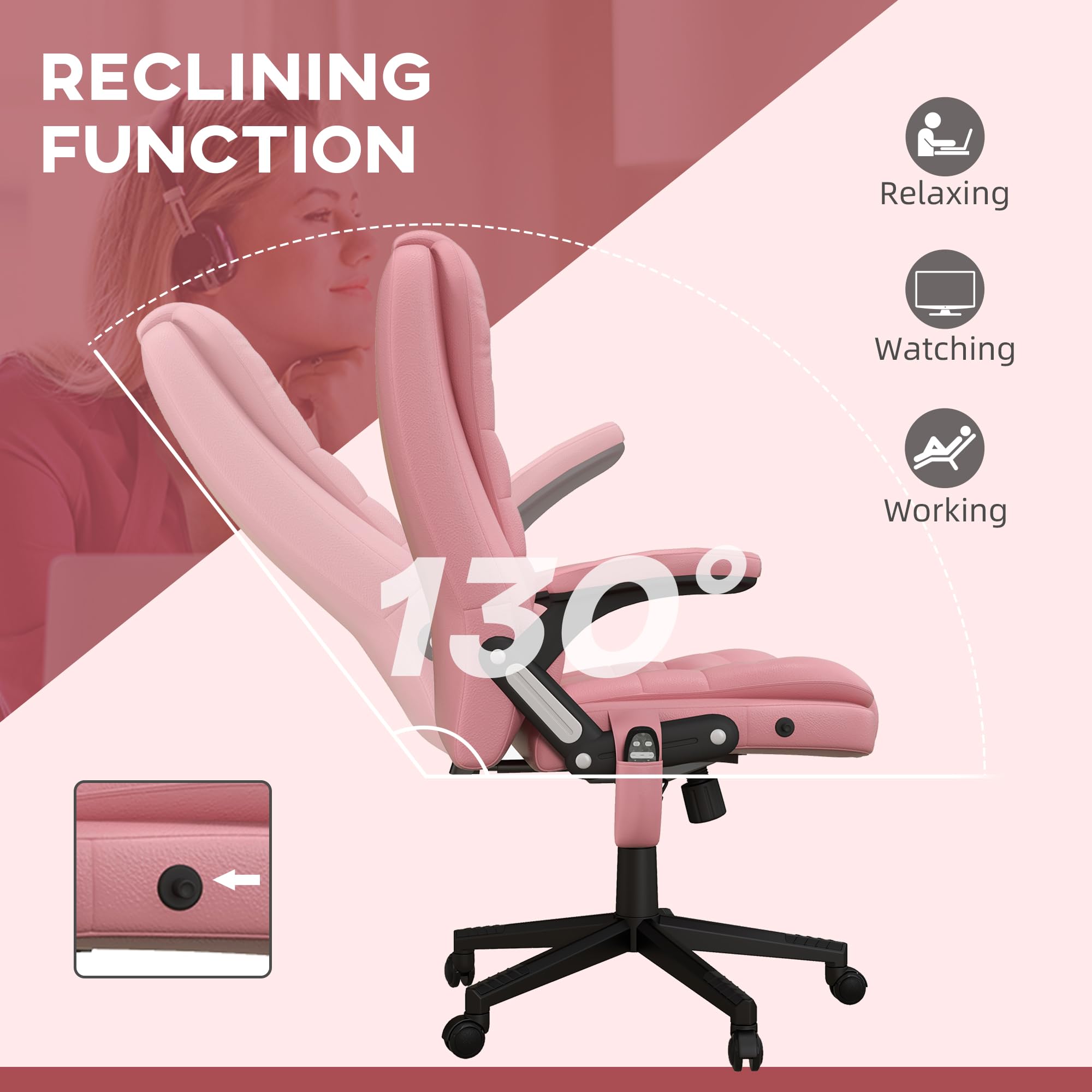 HOMCOM High Back Vibration Massage Office Chair with 6 Vibration Points, Heated Reclining PU Leather Computer Chair with Armrest and Remote, Brown