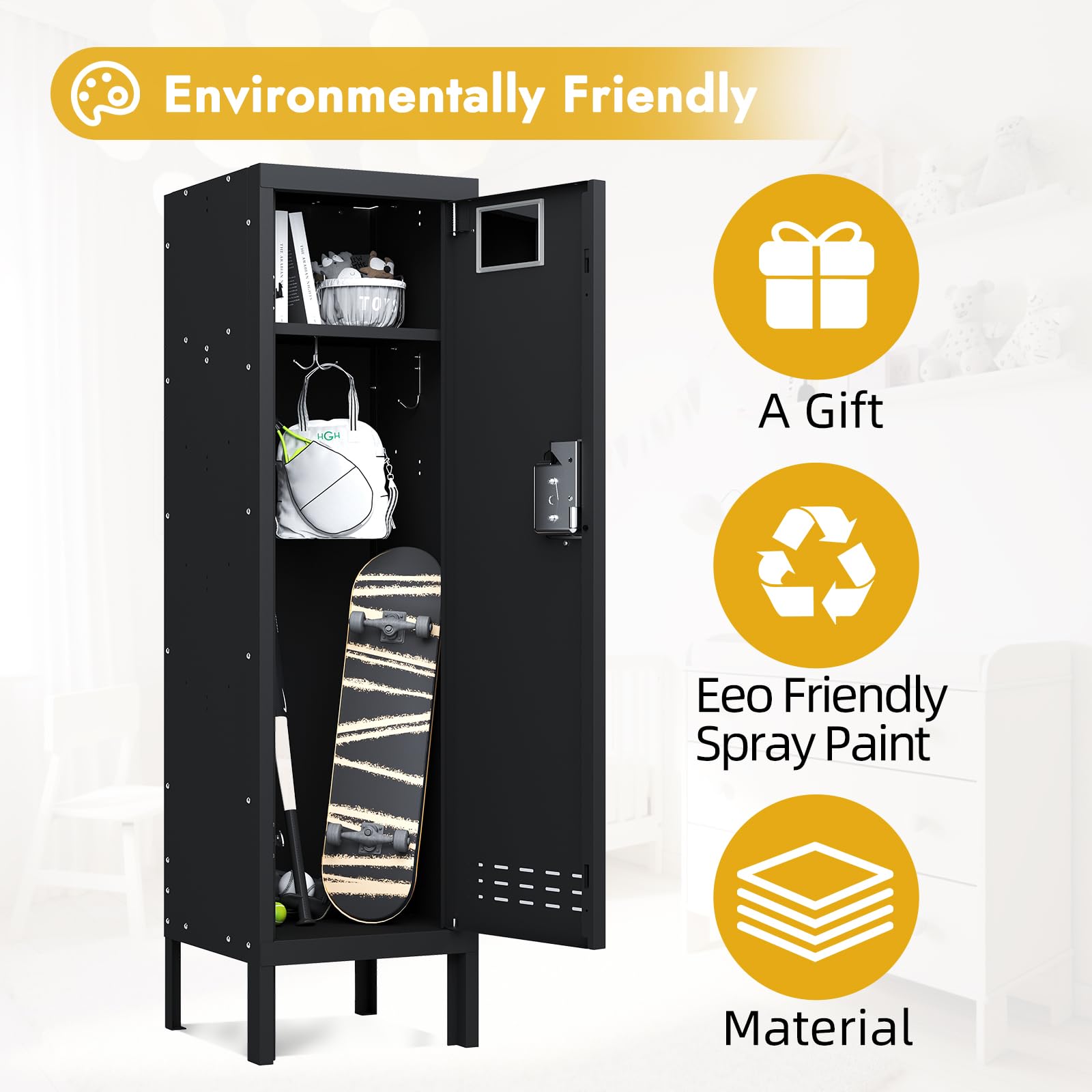 BUTISOW Metal Lockers - 66" Height Steel Lockers for Employees with 5 Door Storage Locker with Card Slot for Employees Gym School Home Office Garage - Assembly Required