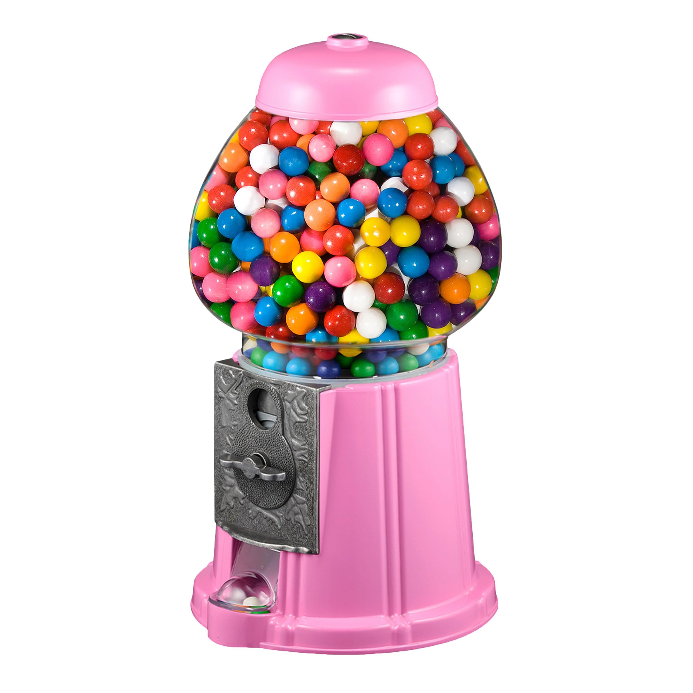Vintage Gumball Machine - 11-Inch Retro-Style, Coin-Operated Cast Metal Vending Machine with Glass Globe and Free Spin by Great Northern Popcorn (Red)