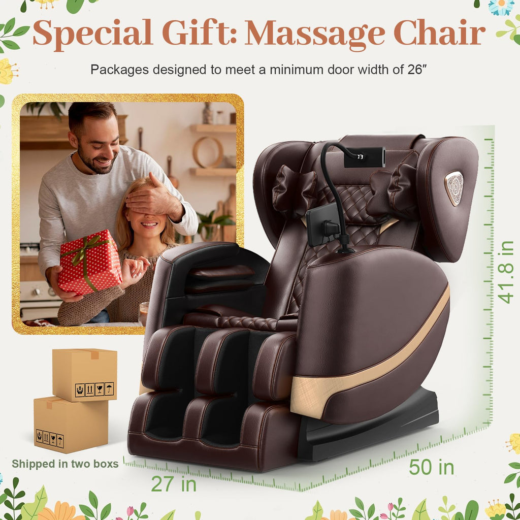 FURNIMAT 2026 Massage Chair Full Body, Zero Gravity Massage Chair with 10 Fix Rollers, Airbags, Heating, Foot Massage, Auto Modes, Bluetooth Speaker, Smart Screen Controller (Advanced Version)