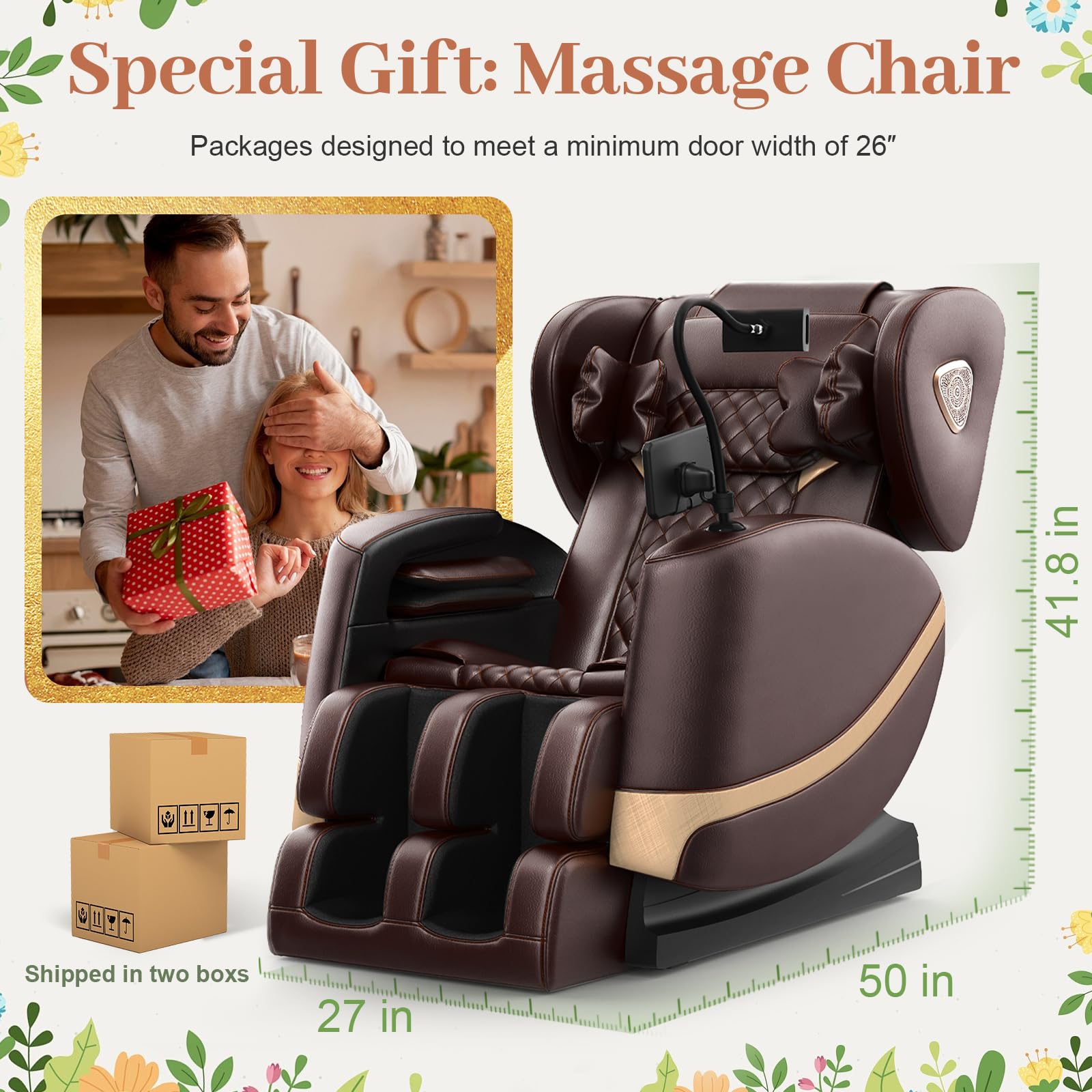 FURNIMAT 2026 Massage Chair Full Body, Zero Gravity Massage Chair with 10 Fix Rollers, Airbags, Heating, Foot Massage, Auto Modes, Bluetooth Speaker, Smart Screen Controller (Advanced Version)