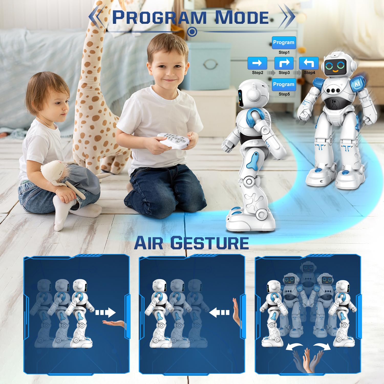 VATOS Robot Toys for Kids - Smart Talking Voice Remote Control Robot, Gesture Sensing Programmable Emo Robots Toy for Age 3 4 5 6 7 8 Year Old Boys Girls Birthday Gift Present
