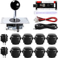 1-Player PC Joystick DIY Kit Arcade Joystick DIY Parts,1x Zero Delay USB Encoder + 1x Joystick + 10x Arcade Button for MAME, Raspberry Pi RetroPie DIY, Classic Arcade DIY for Kids - Black