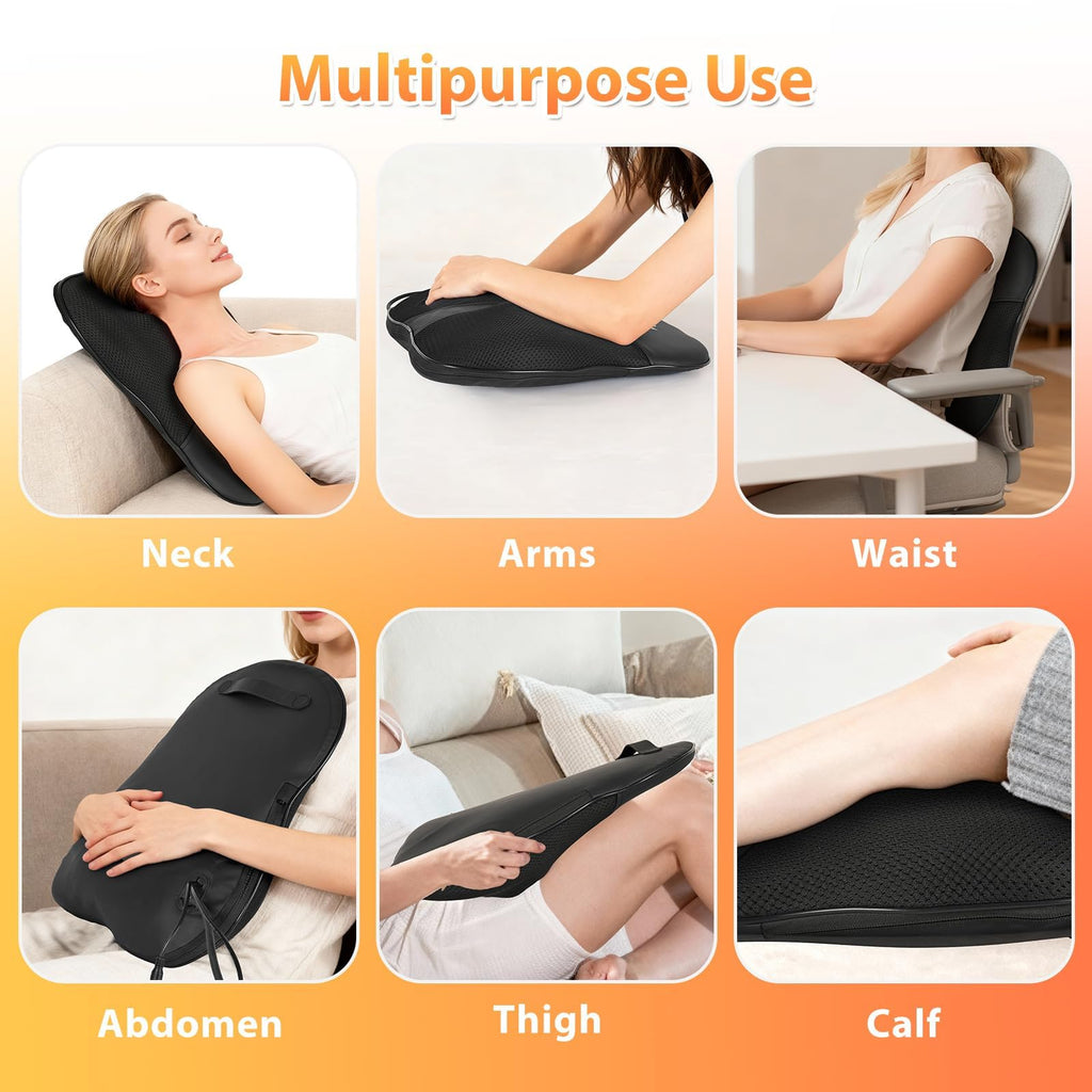 Shiatsu Neck and Shoulder Massager with Heat, Back Massager for Pain Relief Deep Tissue, 3D Kneading Massager for Chair Home Office Car, Gifts for Mom, Dad, Women (Black)