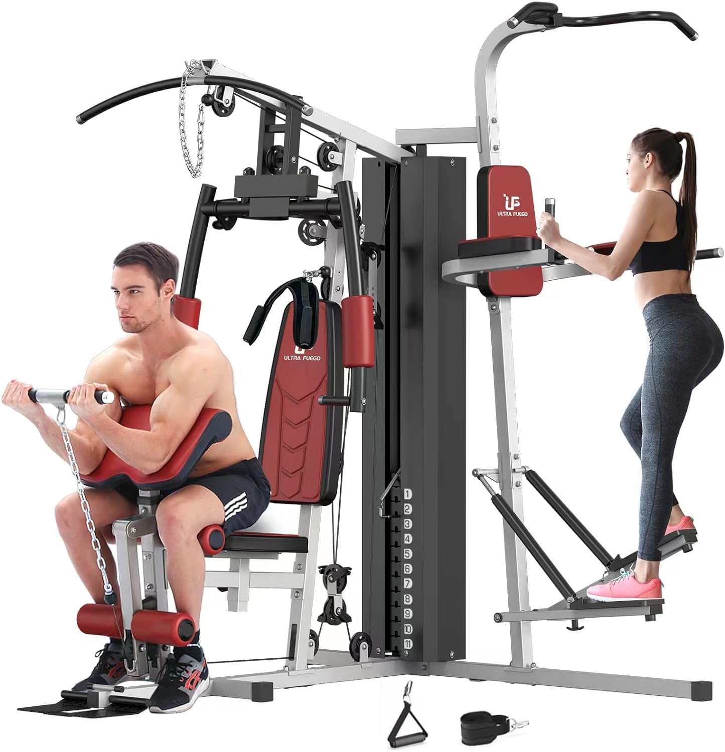 ULTRA FUEGO Multifunctional Home Gym Equipment Workout Station with Pulley System, Arm, and Leg Developer for Full Body Training