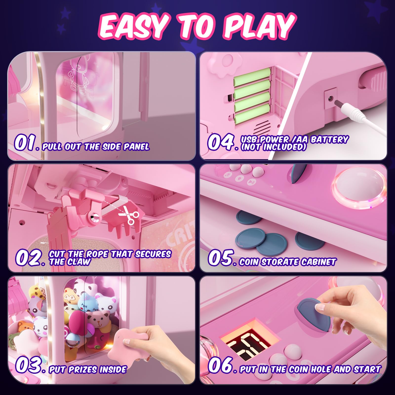 Skirfy 15” Claws Machines for Kids Adults with Sound Light, Vending Machine Candy Grabber Prize Dispenser Toys, Unicorns Claws Machines Electric Control,Birthday Girl Toys Gift