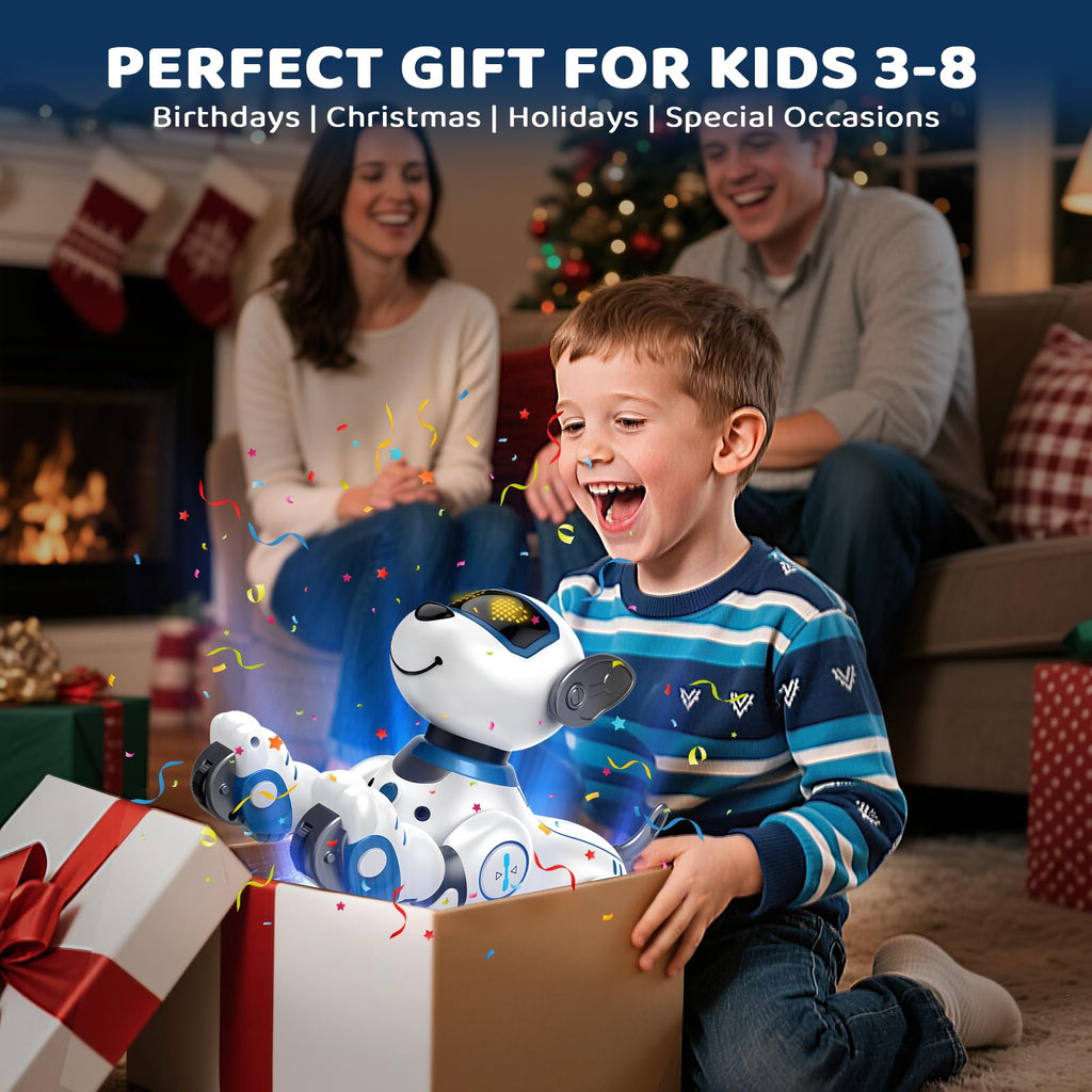 Robot Dog Toy for Kids 3-12: Remote Control Interactive Robot Puppy with Touch & Follow, Programmable Tricks, Dancing & Walking, Birthday Gift for Smart Boys & Girls