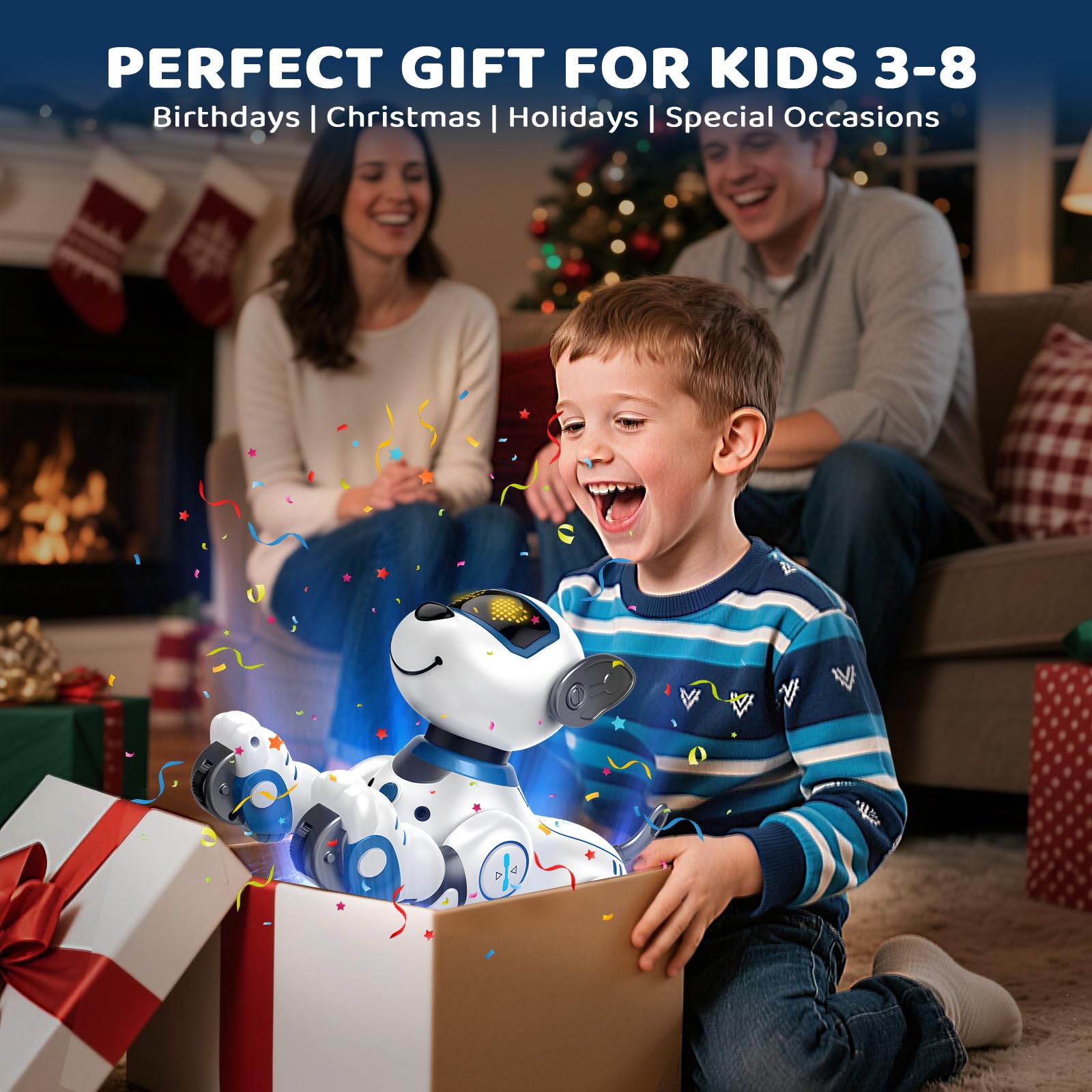 Robot Dog Toy for Kids 3-12: Remote Control Interactive Robot Puppy with Touch & Follow, Programmable Tricks, Dancing & Walking, Birthday Gift for Smart Boys & Girls