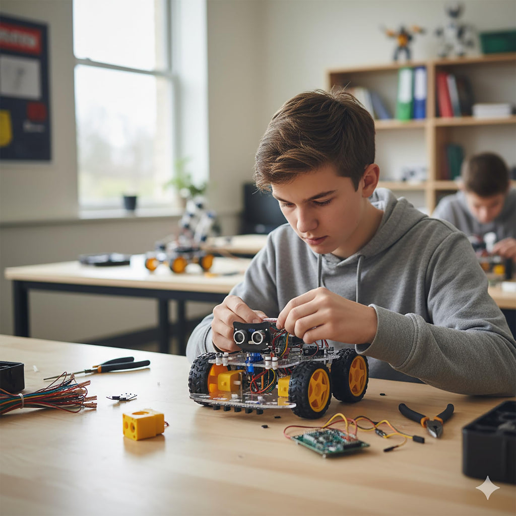 OSOYOO IoT Smart Robot Car Kit for Arduino – Classroom STEM Robotics Kit with WiFi & Bluetooth Control, Coding & Electronics Learning Platform for Schools