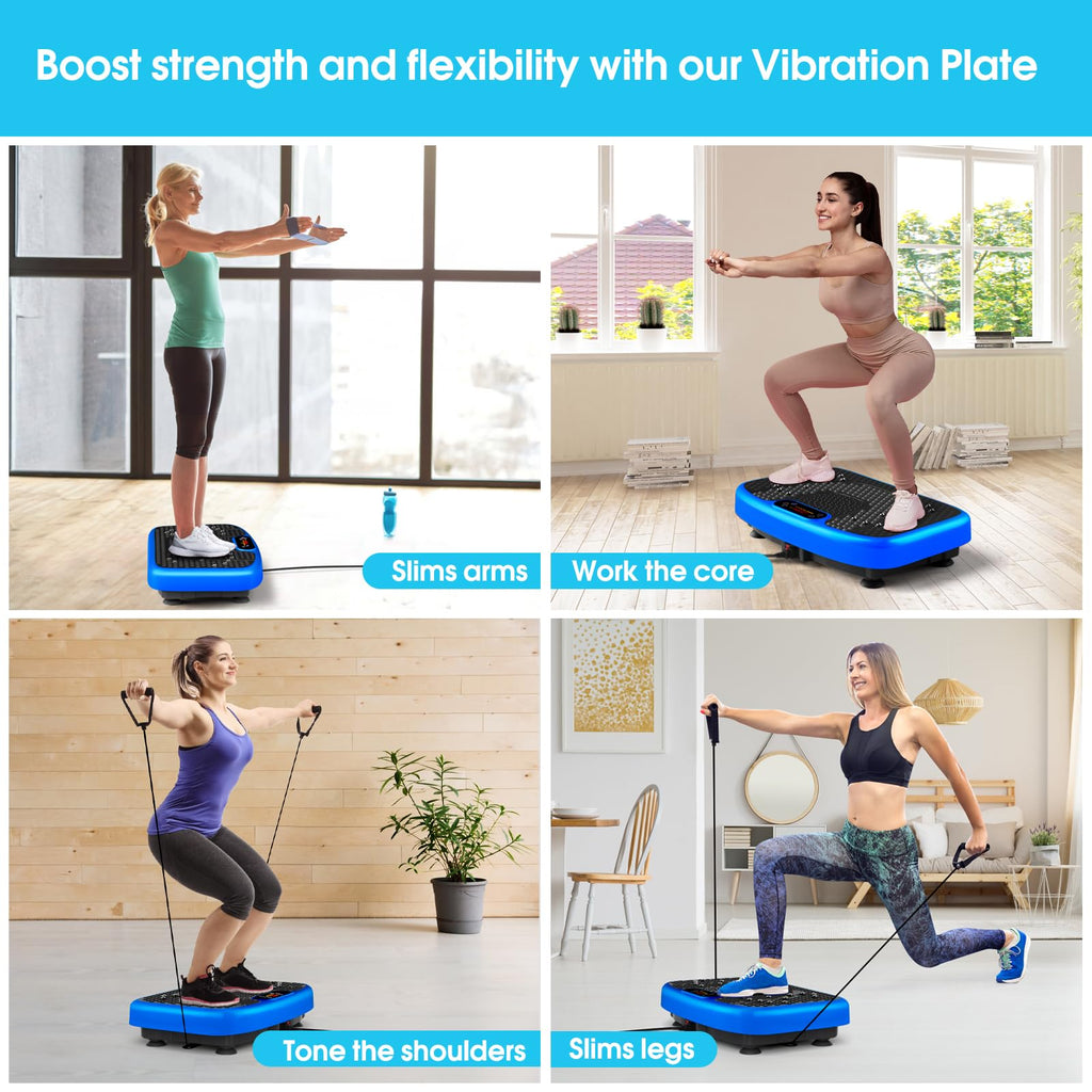 SoftGym Waver Vibration Plate Exercise Machine for Lymphatic Drainage Weight Loss,120 Speed Levels Vibrating Platform with Resistance Bands,Full-Body Workout Equipment for Muscle Toning