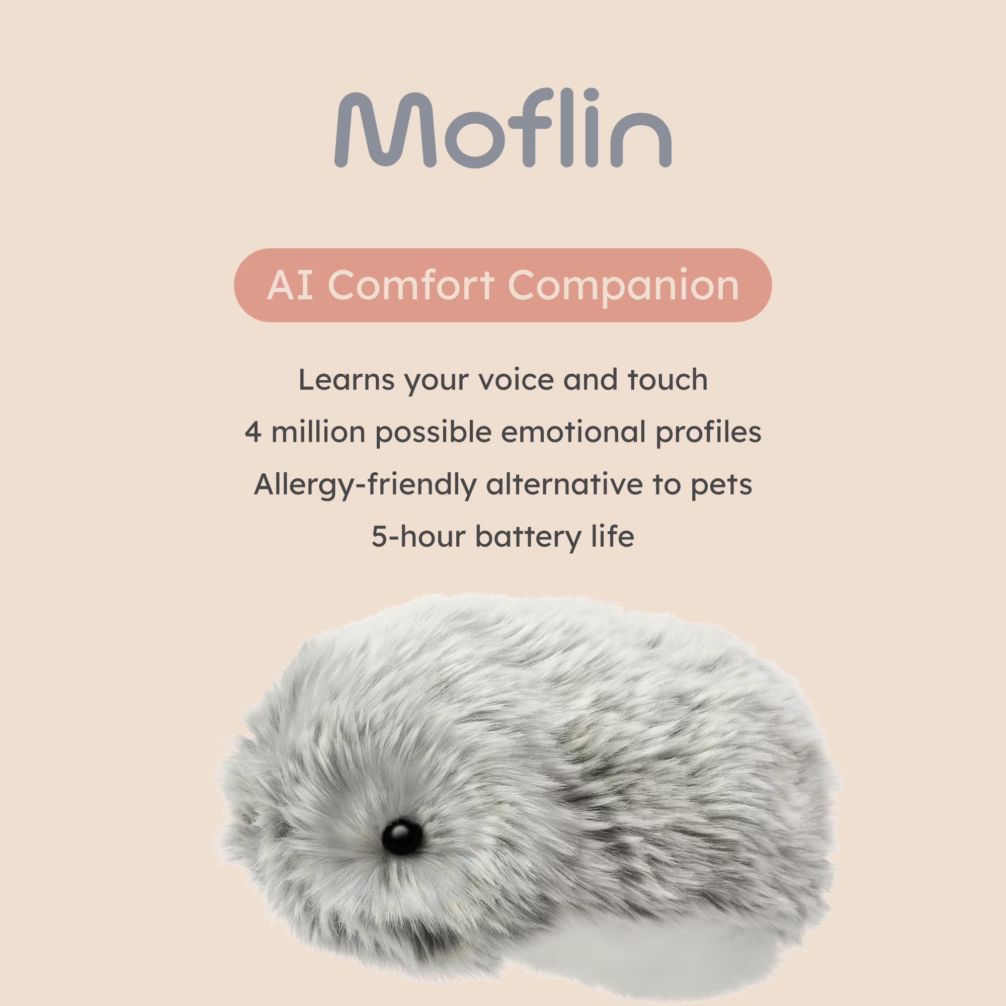 Casio Moflin Smart Companion Powered by AI Interactive Smart Companion with Emotional Evolution and MofLife App Compatibility for Stress Relief and Reassurance (Gold)