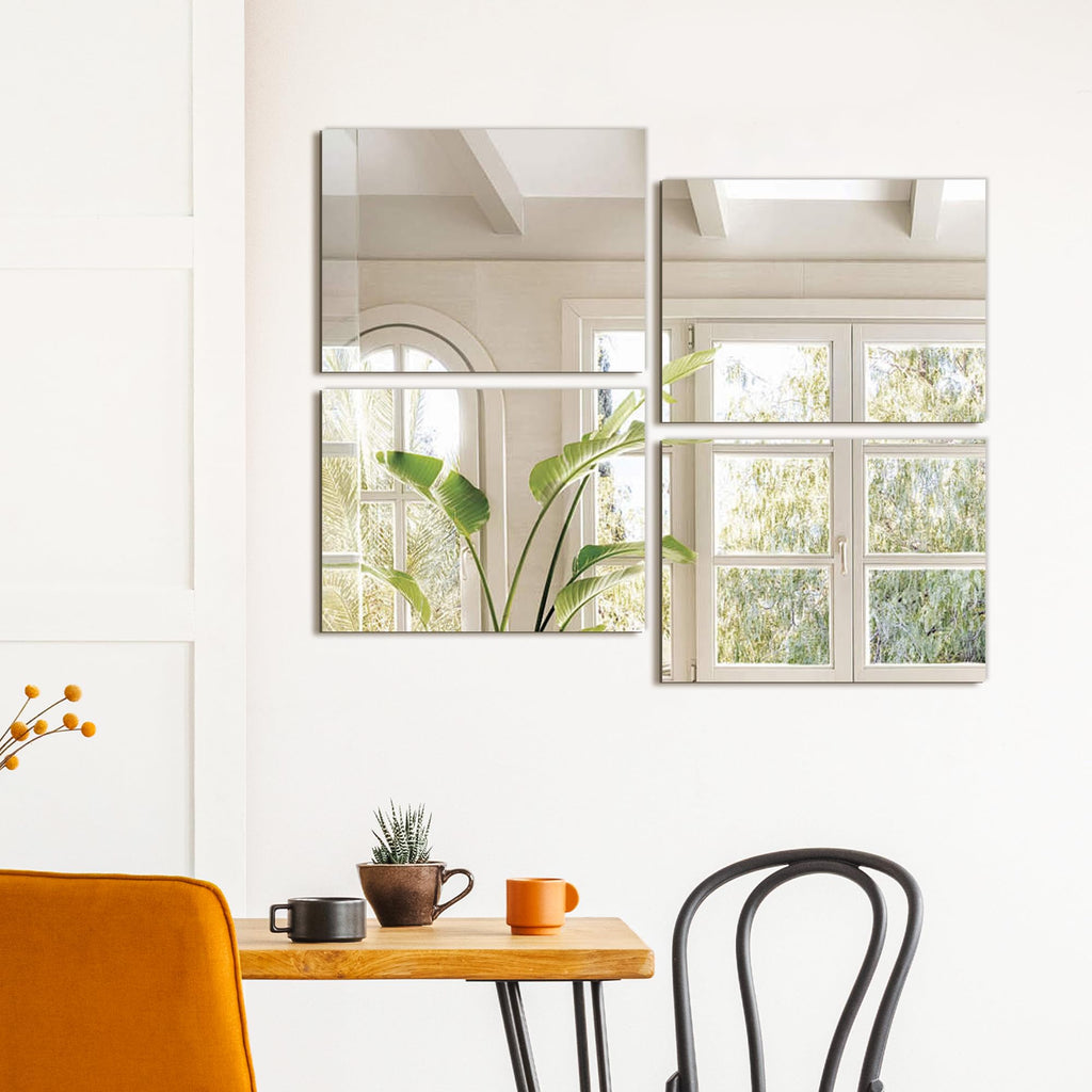 TRAHOME Wall Mirror Tiles, 16"x12"x12PCS Full Length Home Gym Mirror for Garage, Bedroom, Living Room, Over The Door