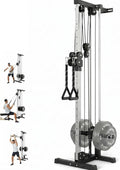 Wall Mount Cable Station, 18 Position Height Adjustable LAT Pulldown Machine with Dual Pulley System, Cable Crossover Machine for Home Gym