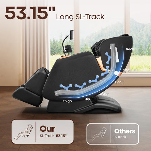 4D Massage Chairs Full Body - 53.5 Extend Sl Track Shiatsu Massage Chair - Zero Gravity Massage Chair,Core Heating & 22 Airbag, Smart Foot Rollers,Ai Voice, Yoga Mode