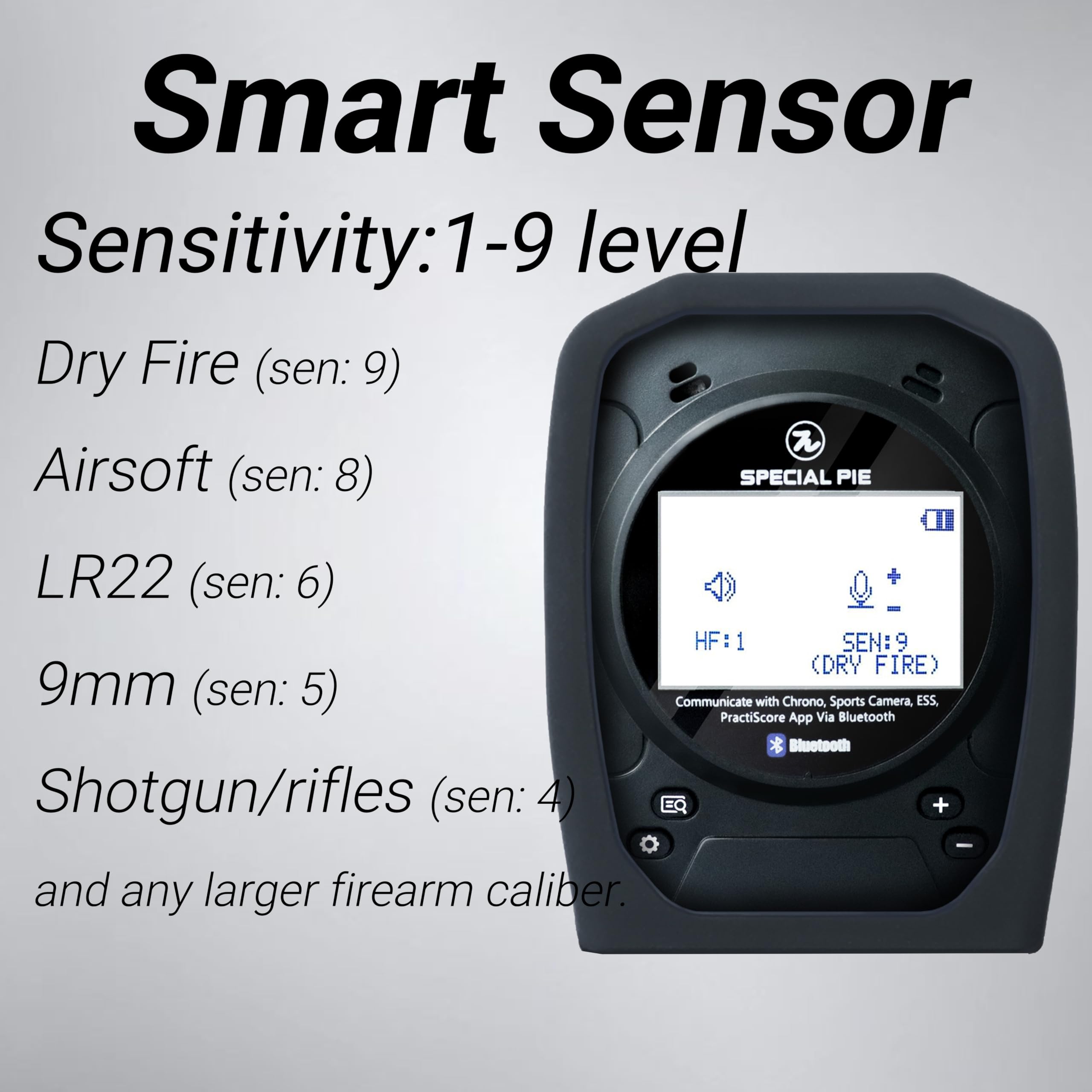 Shot Timer – Smart Multi-Caliber Sound Sensor, Bluetooth Training Timer for IPSC & USPSA Competition, 72H Battery, Type-C Rechargeable(Orange)
