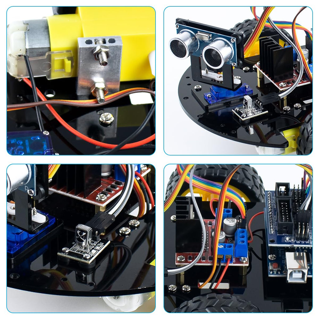 LAFVIN 2WD Smart Robot Car Kit with R3 Board, Ultrasonic Sensor, L298N Motor Driver, IR Remote Control, Obstacle Avoidance STEM Educational DIY Kit for Beginners