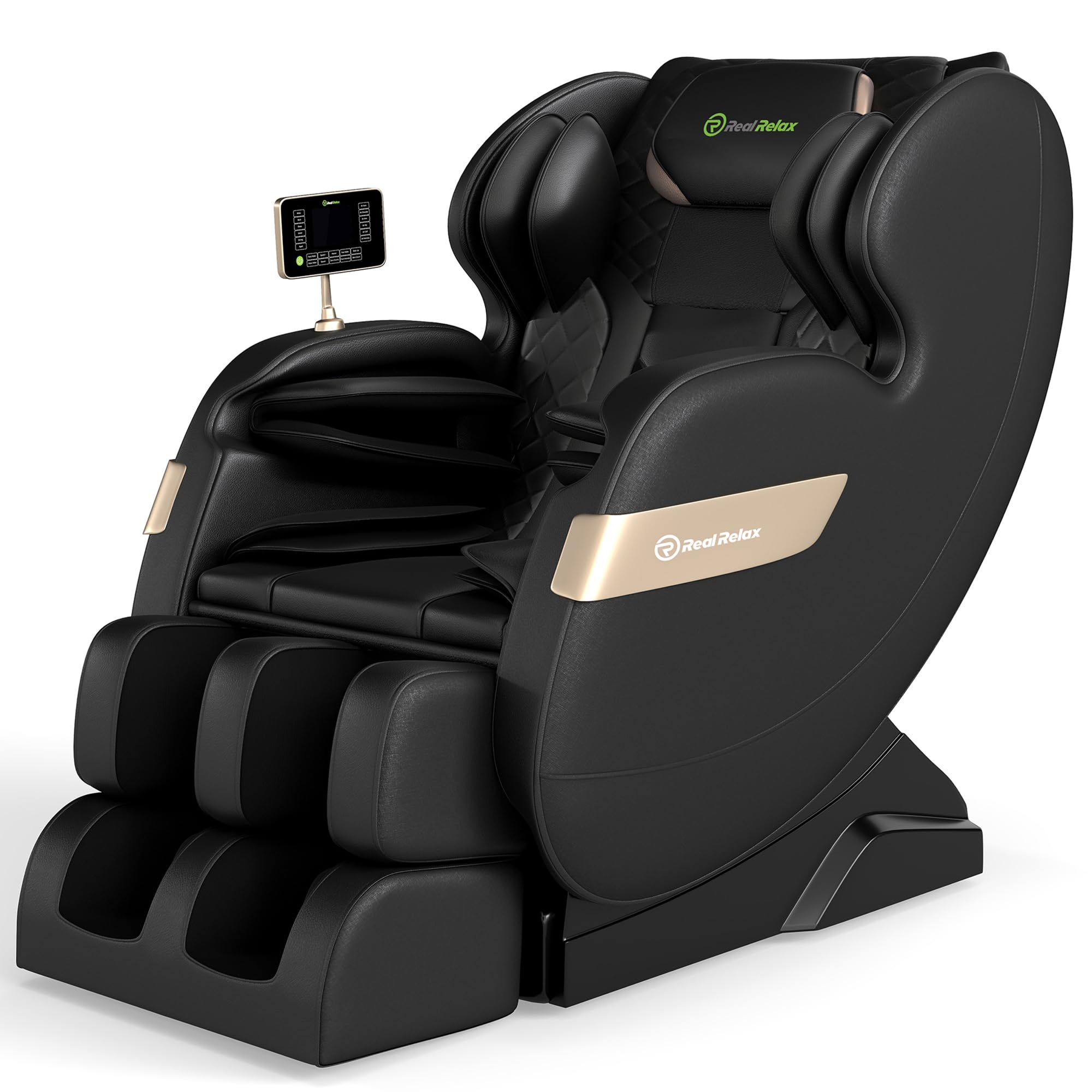 Real Relax Massage Chair Full Body of Dual Core S Track,Zero Gravity Realiner with App Control,Bluetooth,Foot Roller,Home or Office Use,Black and Gold