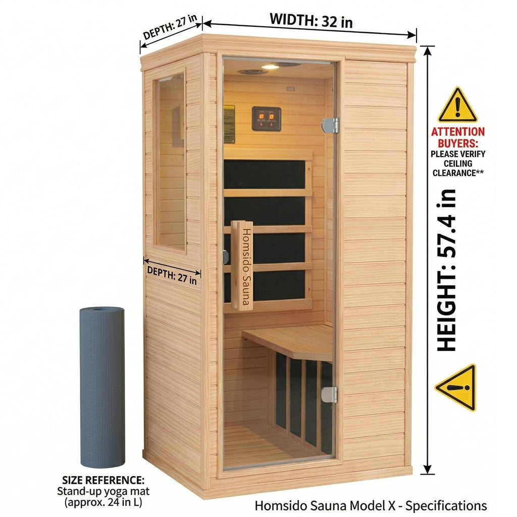 1350W Far Infrared Home Sauna, Energy-Efficient Fast-Heating Indoor Sauna Room with Bluetooth & 7-Color Therapy, Canadian Hemlock Wood, Modular Design - Ideal for Home Gym, Family Relaxation