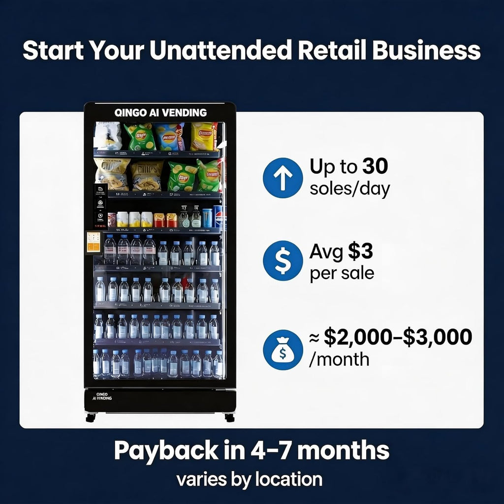 Smart Vending Machine for Sale, Commercial Cashless Snack & Drink Combo, 20.5 Cu.Ft with Credit Card Reader, AI Touchscreen & Remote Control, Ideal for Office Gym Apartment Hotel (US Warehouse)
