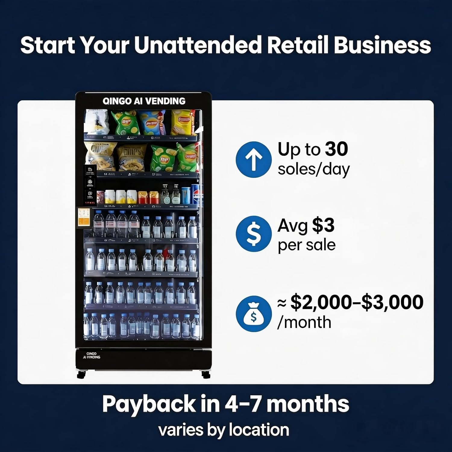 Smart Vending Machine for Sale, Commercial Cashless Snack & Drink Combo, 20.5 Cu.Ft with Credit Card Reader, AI Touchscreen & Remote Control, Ideal for Office Gym Apartment Hotel (US Warehouse)
