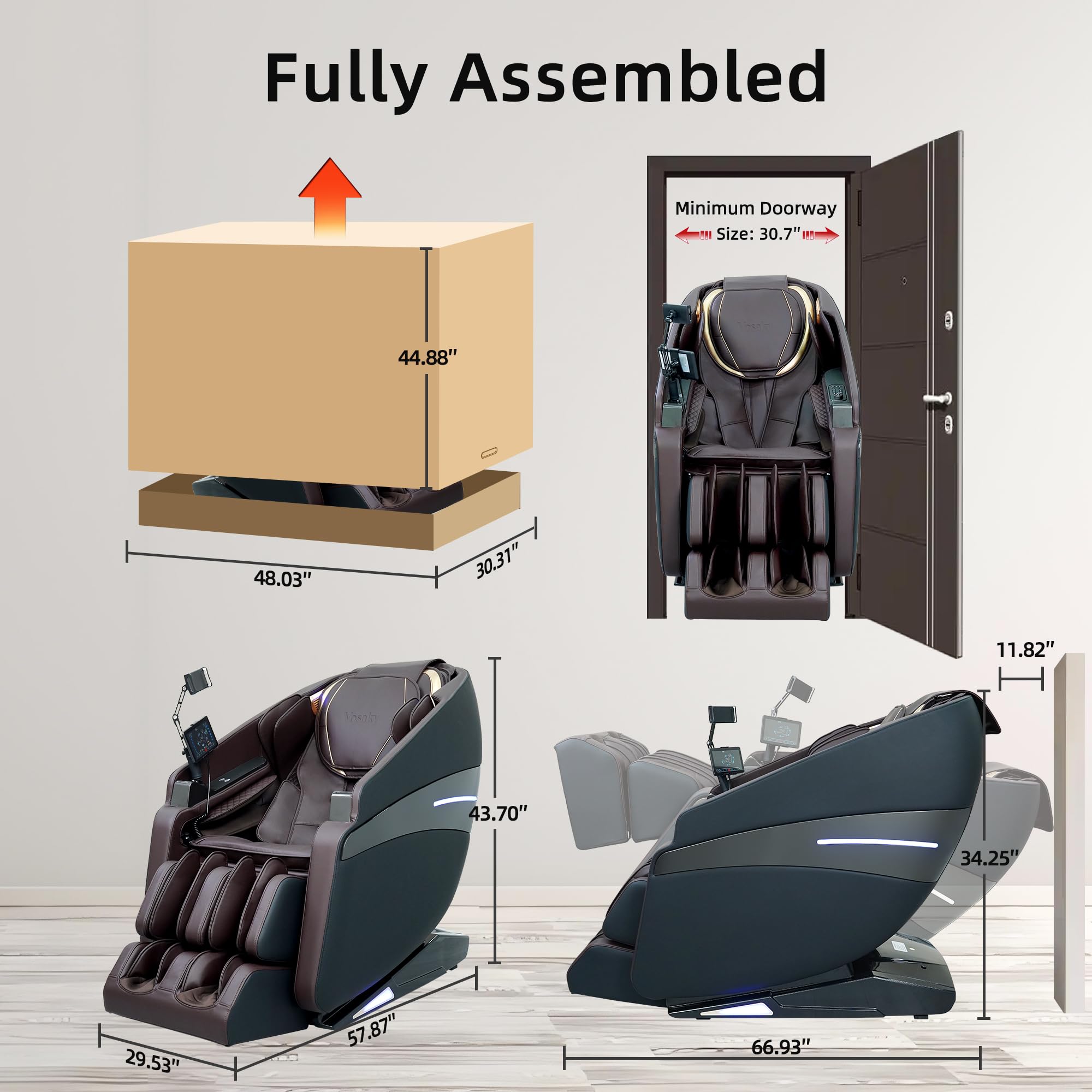 4D Massage Chairs Full Body Recliner with Heat Zero Gravity 57'' SL Track Shiatsu Massage Chair for Home Office with AI Voice, 7" Touch Screen, Wireless Charging,Neck & Shoulder Relief