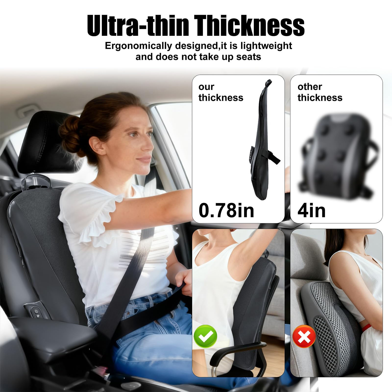 Shiatsu Neck and Shoulder Massager with Heat, Back Massager for Pain Relief Deep Tissue, 3D Kneading Massager for Chair Home Office Car, Gifts for Mom, Dad, Women (Black)