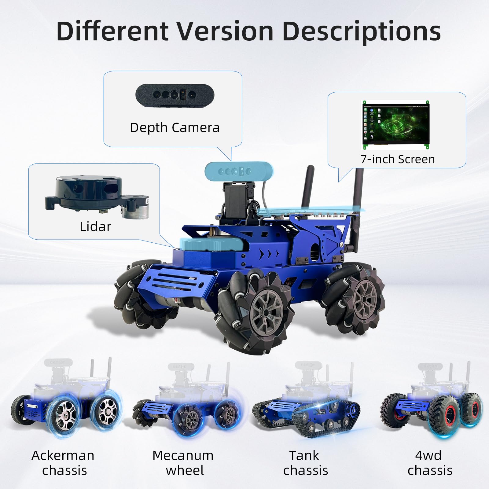 Jetson Nano ROS2 Robot Lidar Mapping Navigation 7in Touch Screen,Ackerman Smart Car Chassis Python Programming AI Visual Recognition for Adults Learning Education Kit(with Jetson Nano 4GB)