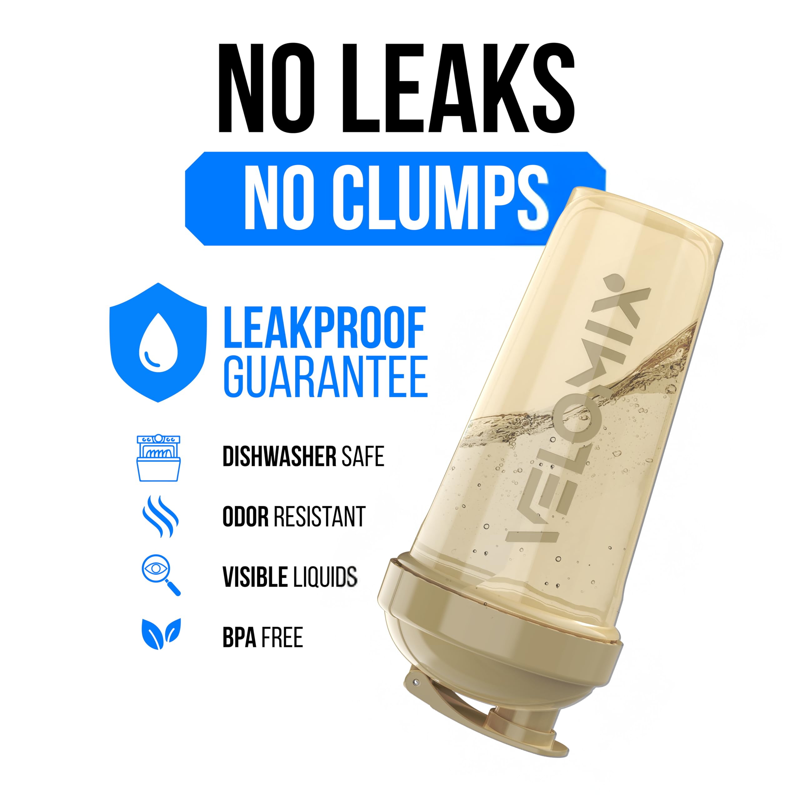 VELOMIX -4 PACK- 28 oz Protein Shaker Bottle for Protein Mixes - 4x Wire Whisk | Leak Proof Shaker Cups for Protein Shakes | Protein Shaker Bottle Pack | Protein Shake Cup (NeoCool Pack)