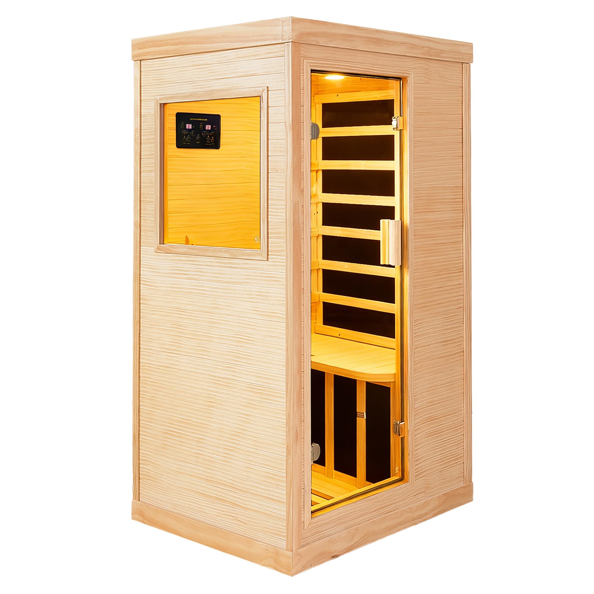 2 Person Infrared Sauna Far Infrared Sauna Room for Home Indoor 2000W Low-EMF Wood Dry Sauna with Full Starry Sky Lights Ceiling in 7 Color Speaker Fast Heating Easy Assembly- 47.3*41.3*74.8 IN