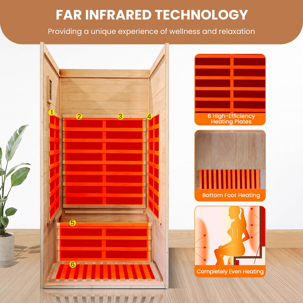 2 Person Infrared Sauna Far Infrared Sauna Room for Home Indoor 2000W Low-EMF Wood Dry Sauna with Full Starry Sky Lights Ceiling in 7 Color Speaker Fast Heating Easy Assembly- 47.3*41.3*74.8 IN