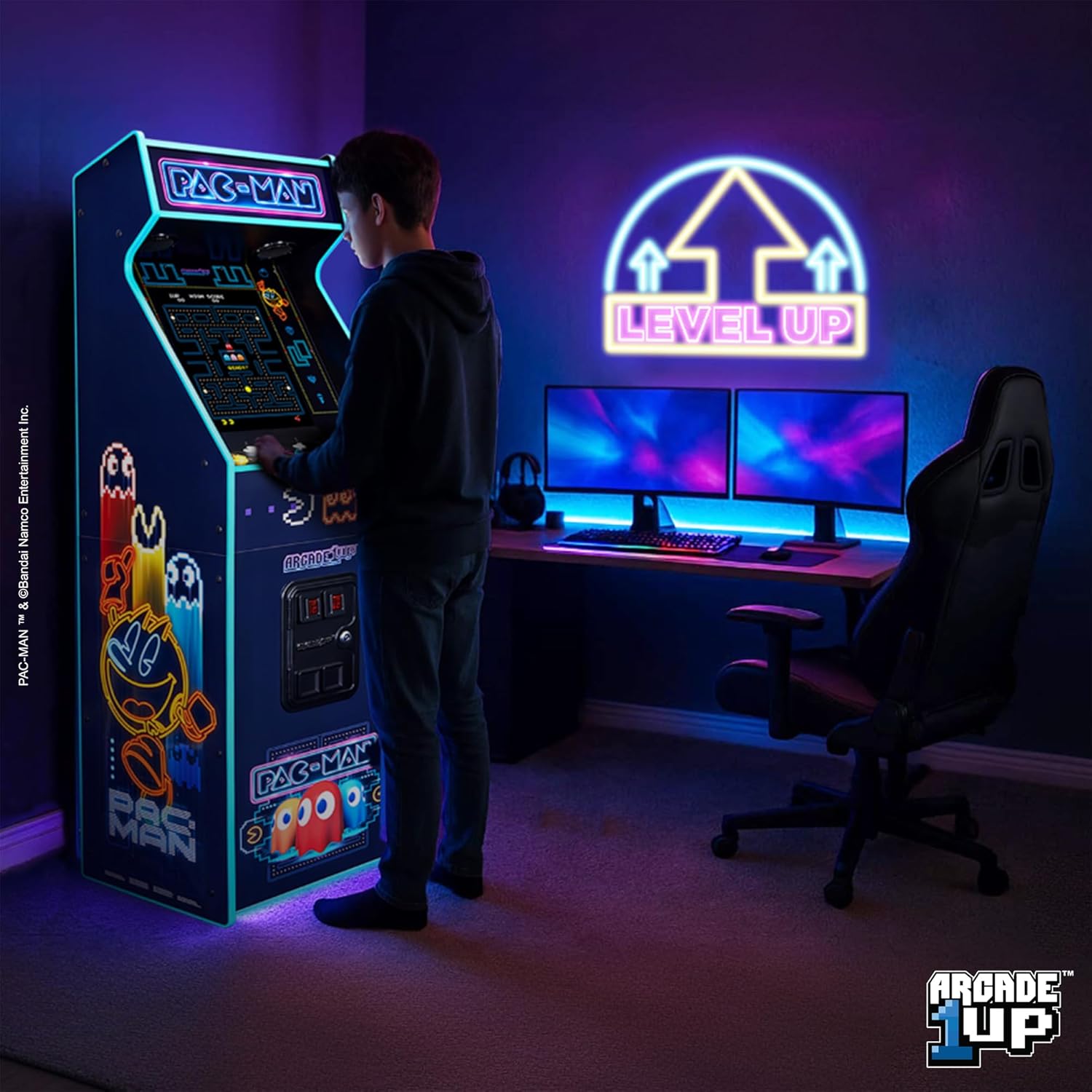 Arcade1Up PAC-Man Deluxe at Home Arcade Machine Neon Edition
