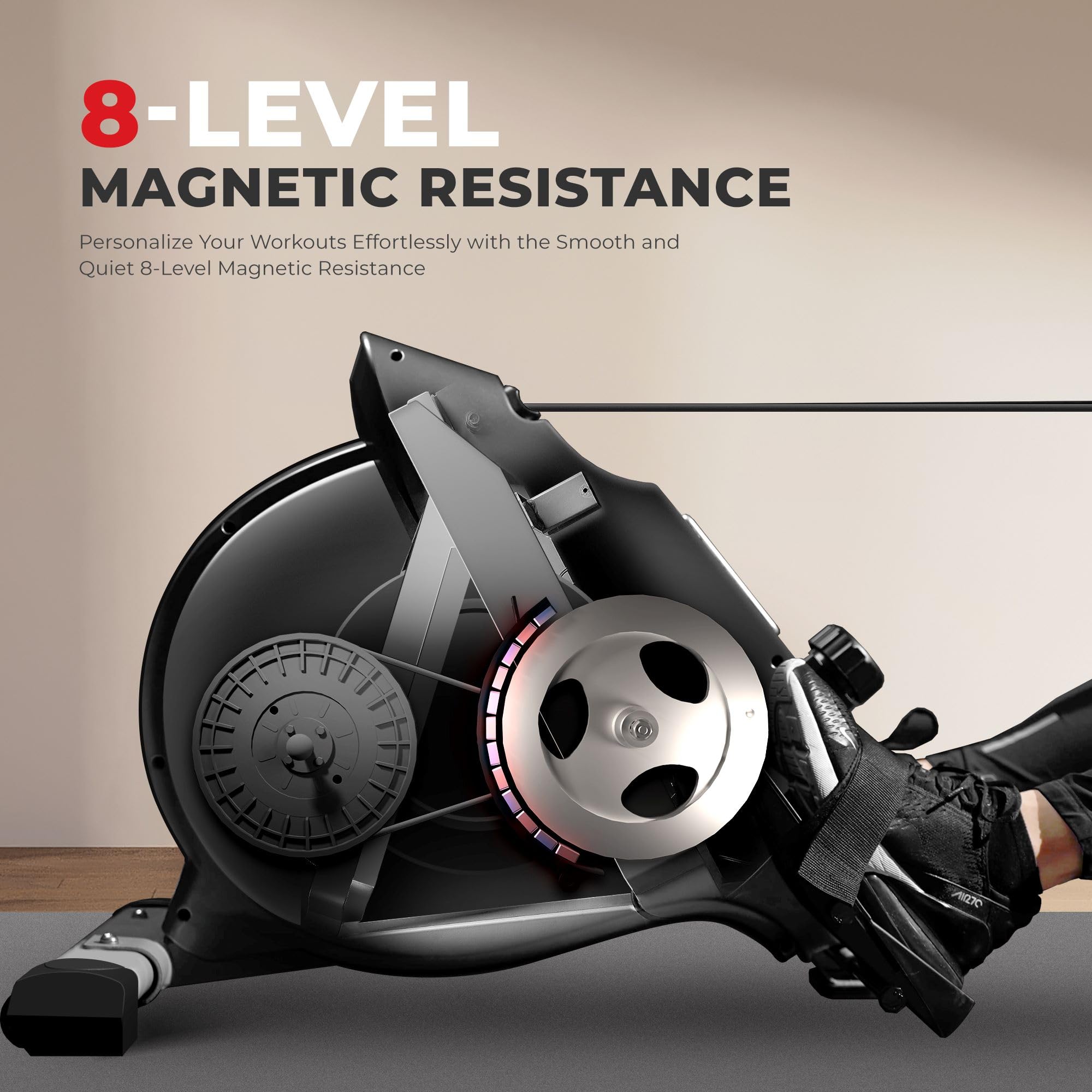 Sunny Health & Fitness Smart Magnetic Rower, Compact Quiet & Smooth Rowing Machine for Full-Body Cardio Exercise, Free SunnyFit Training App Connection