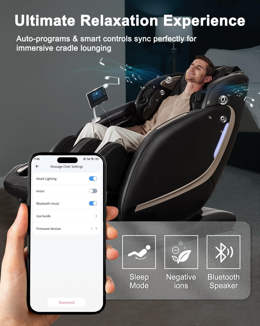 EASPEARL Massage Chair Full Body,53.15in SL-Track,Zero Gravity Massage Chair with Heat, Auto Footrest,OTA Upgraded 24 Auto Modes,LCD Screen,36 Airbags, Bluetooth&APP Control, Shiatsu&Thai Stretch