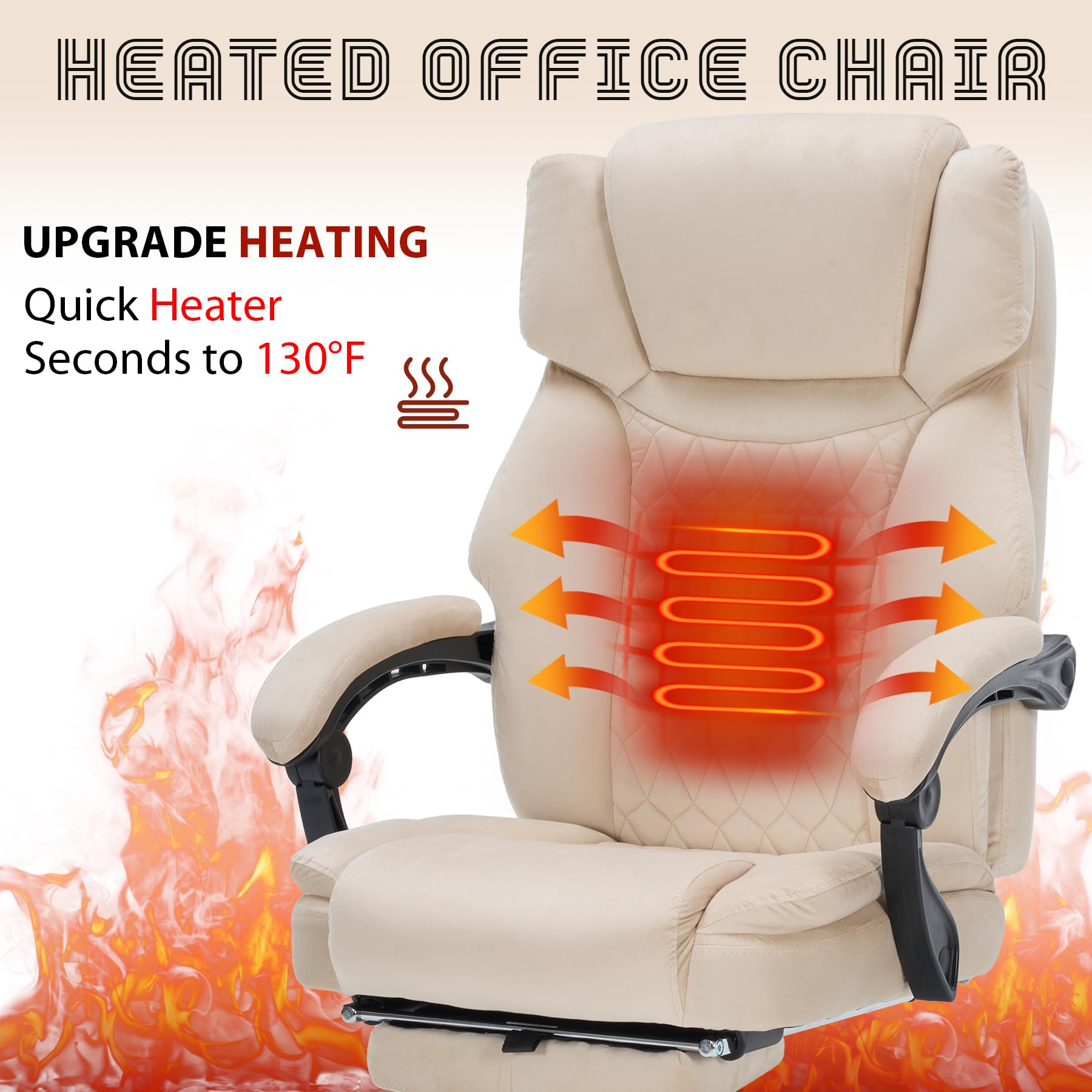 Massage Office Chair with Foot Rest 6 Points Vibration and Heat Home Office Desk Chairs for Heavy People 400lbs Reclining Managerial Chairs Ergonomic Executive Chair (Black)