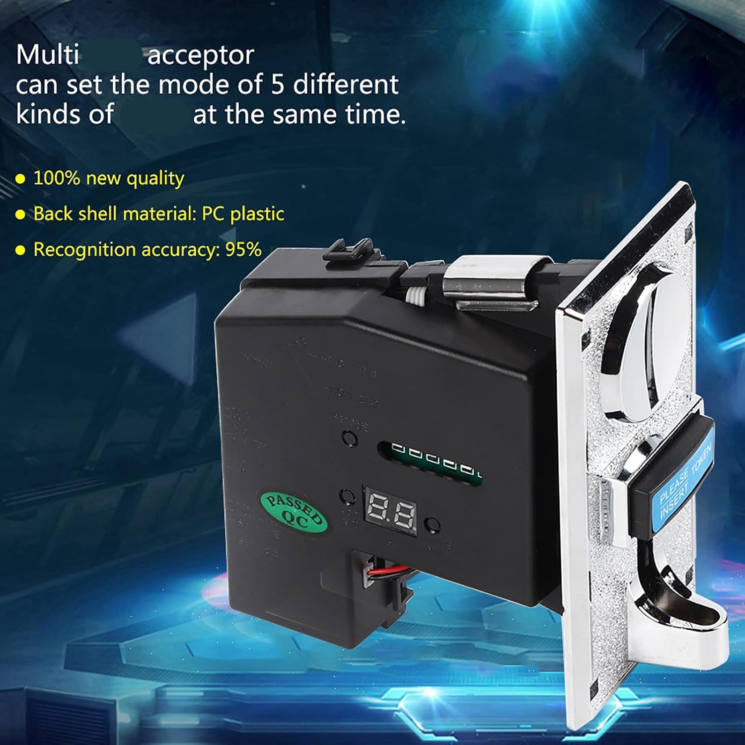 Joyzan Coin Acceptor, CPU 6 Type Multi Coins Mech Selector Roll Down Programmable Electronic Sorter Validator Arcade Video Games Toy Vending Washing Slot Machine Mechanism Part Supports Output Indoor