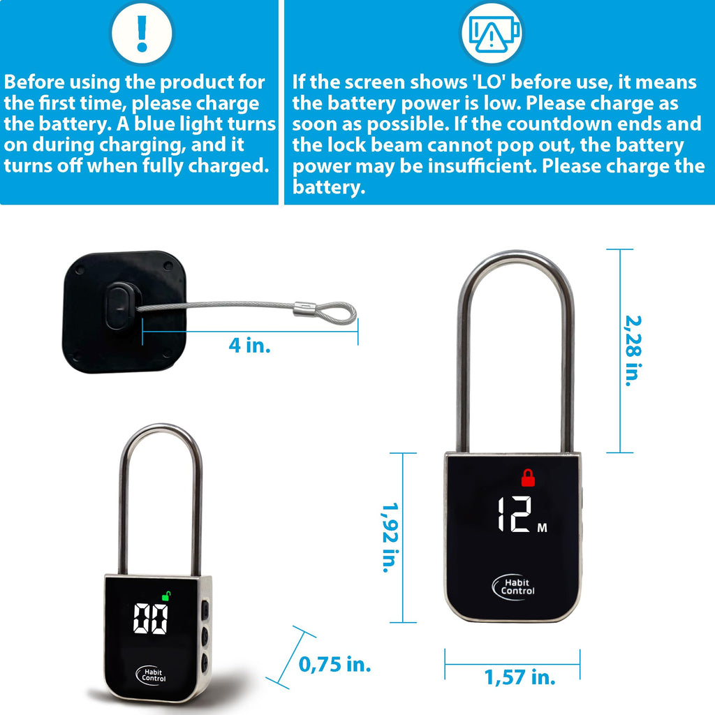 Metal Timer Lock - Smart Padlock for Kitchen Cabinets, Timed Out Keyless Pad Lock, Electronic Time Locking Lock for Cell Phones, Snack, Liquor, Game Consoles & Other Unwanted Temptations