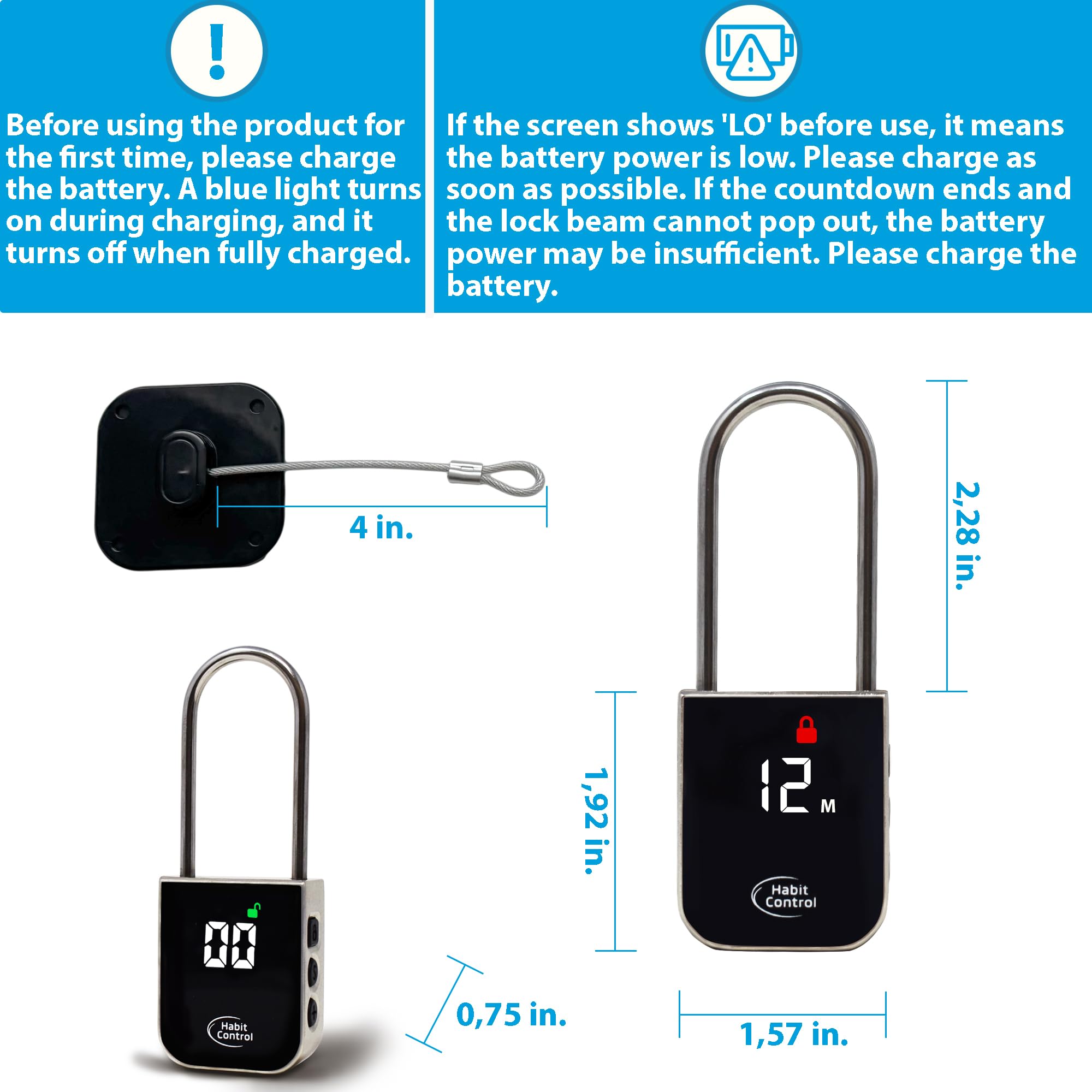 Metal Timer Lock - Smart Padlock for Kitchen Cabinets, Timed Out Keyless Pad Lock, Electronic Time Locking Lock for Cell Phones, Snack, Liquor, Game Consoles & Other Unwanted Temptations