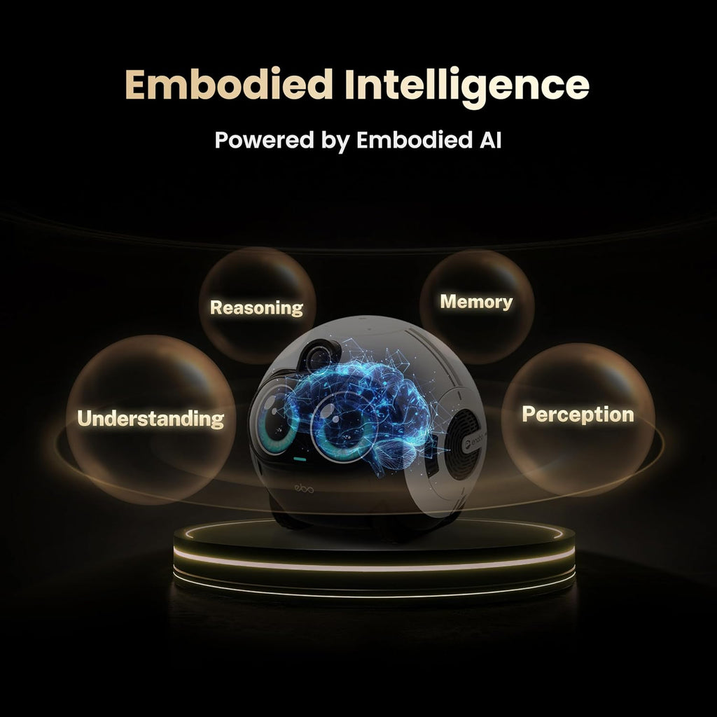 Enabot EBO Max FamilyBot AI Home Camera: 4K Camera Robot Companion, Manual Mapping, V-SLAM, 2-Way Video Call, Auto-Recharge, Smart Patrol, Gift for Long Distance, Pets, Kids & Elderly