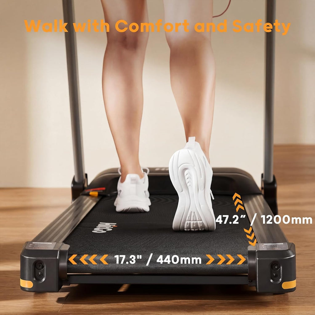 HitGo Treadmill with 15% Auto Incline,10 MPH High Speed Running Machine for Home Gym,Silent Brushless Motor,400lbs Weight Capacity,Air Cushion Shock Absorption,Bluetooth App Kinomap HitGo,Black