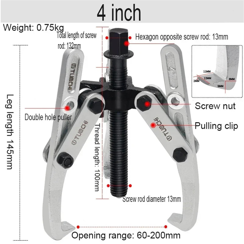 AVIMYA Lamar Apparatus Special Puller for Washing Machine Remove Bearing Two Claw/Three Claw 4 Inch/6 Inch Puller Double Hole Tools (Color : 6-inch Silver)