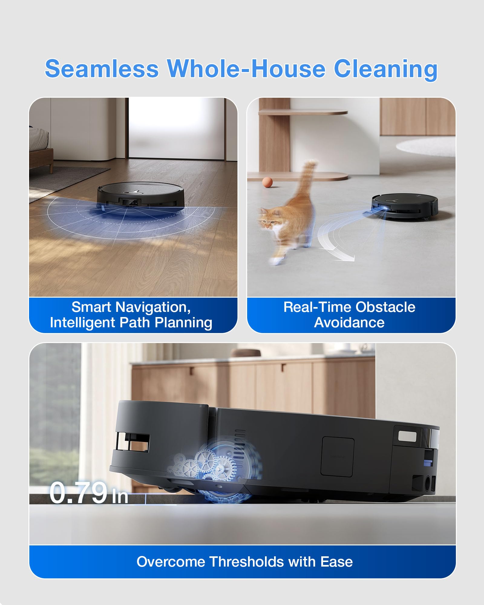 ECOVACS DEEBOT T90 Omni Robot Vacuum and Mop, 30,000Pa Suction, Instant Self-Cleaning OZMO Roller Mop, TruEdge Deep Edge Cleaning, ZeroTangle, Hot Water Wash & 145°F Air Dry, AI Obstacle Avoidance