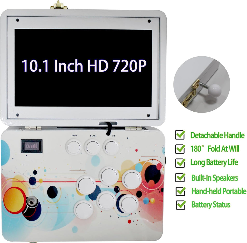 9800 in 1 Hand-held Portable Arcade Game Console 10.1-inch HD Screen Dual Players 3D Retro Electronic Metal Box, Retro Video Game Machine Search/Hide/Pause Games