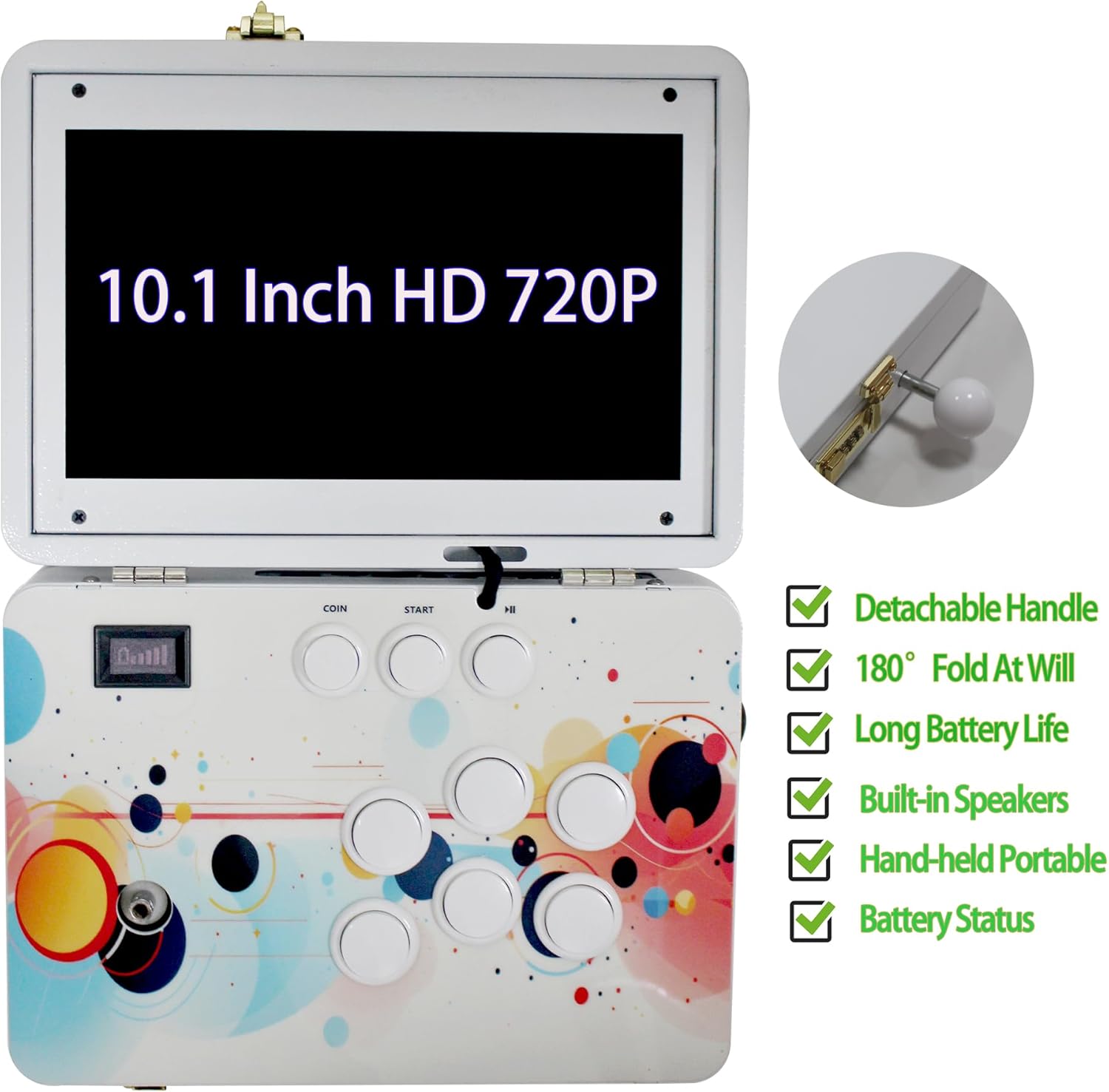 9800 in 1 Hand-held Portable Arcade Game Console 10.1-inch HD Screen Dual Players 3D Retro Electronic Metal Box, Retro Video Game Machine Search/Hide/Pause Games