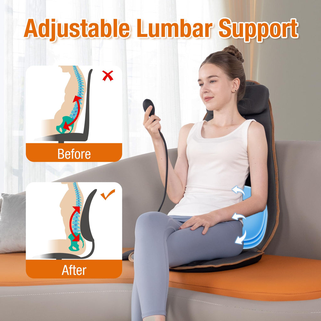 SLOTHMORE Back Massager for Chair, Massage Seat Cushion with Neck Support, Vibration Massage Pad for Full Body Massage for Office Chair, Home Use, Father Day Gifts