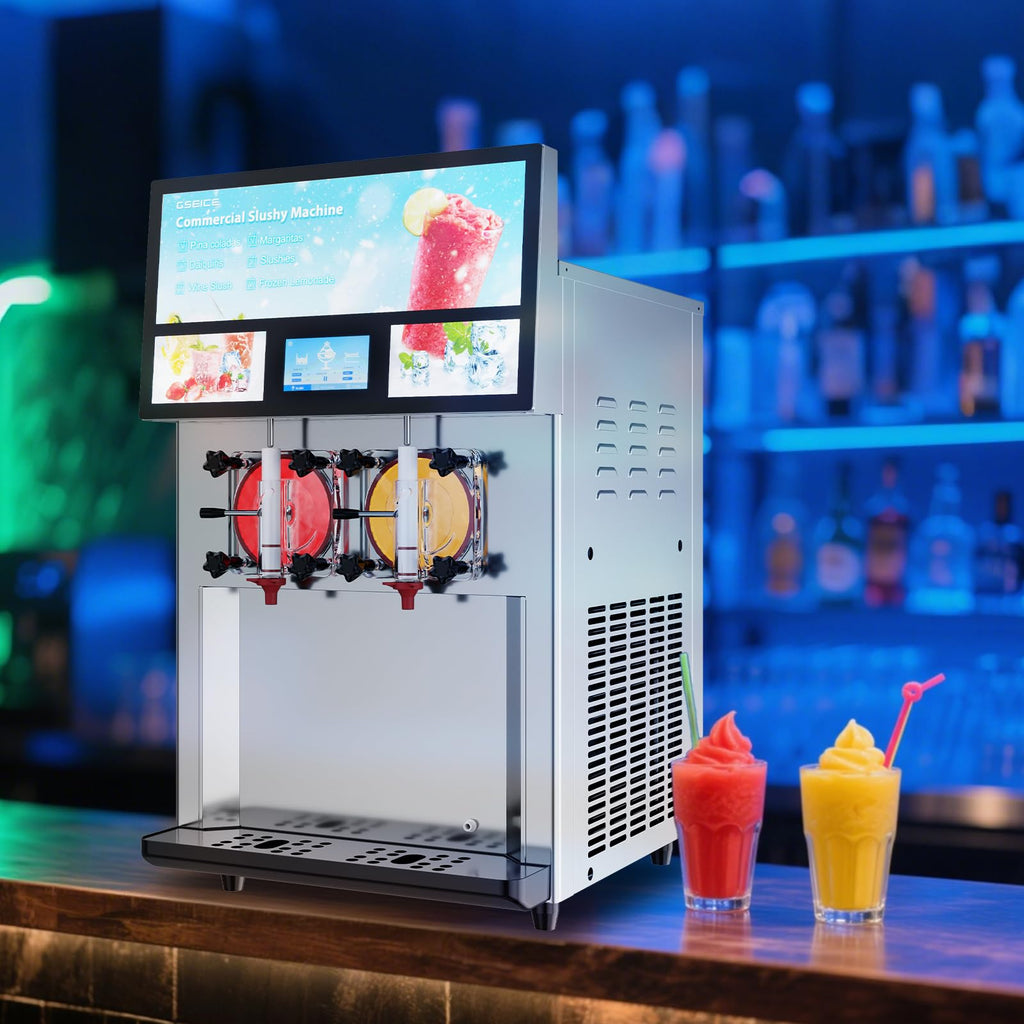 Slushie Machine Commercial 18 Minute First Batch 3.2 Gals Capacity Margarita Machine 4-6.6 Gallons Per Hour High Output 1550W Slushy Machine for Bars Restaurants Pool Party Food Truck Catering Events